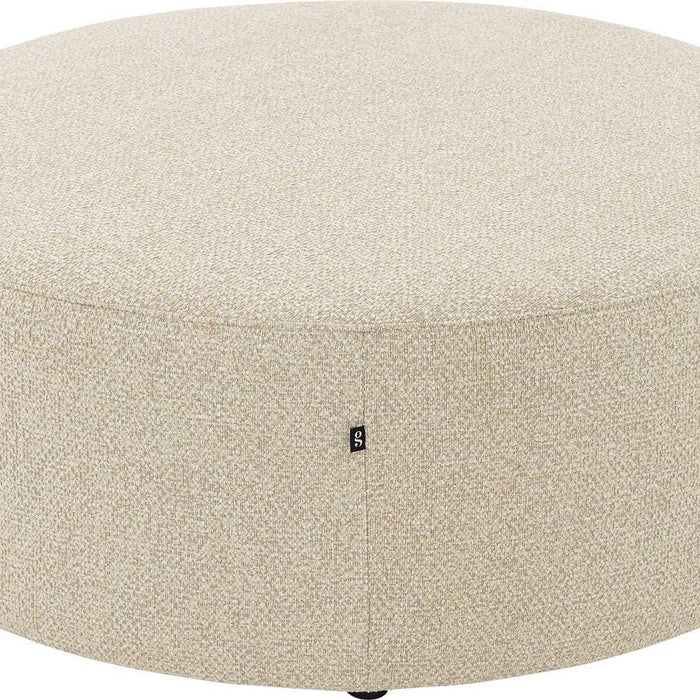 Goossens Poef Arendal in stof gemeleerd grof geweven beige