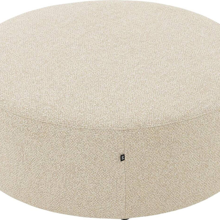 Goossens Poef Arendal in stof gemeleerd grof geweven beige