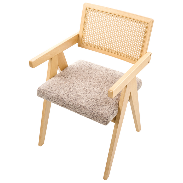 Beliani-AVA-Eetkamerstoelen set van 2-Lichtbruin|Taupe-Rubberhout