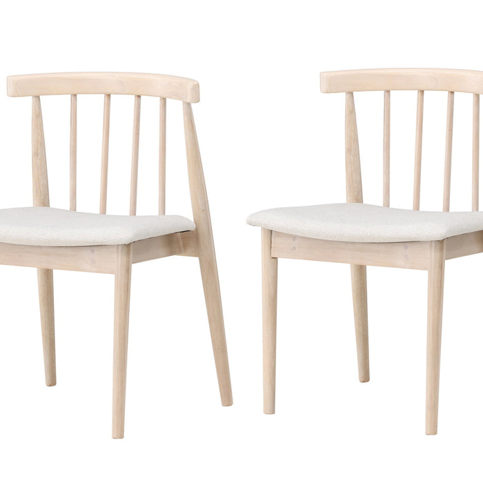 Fjôrd - Eetkamerstoel Whitewash Rubberhout - Flora - Set van 2