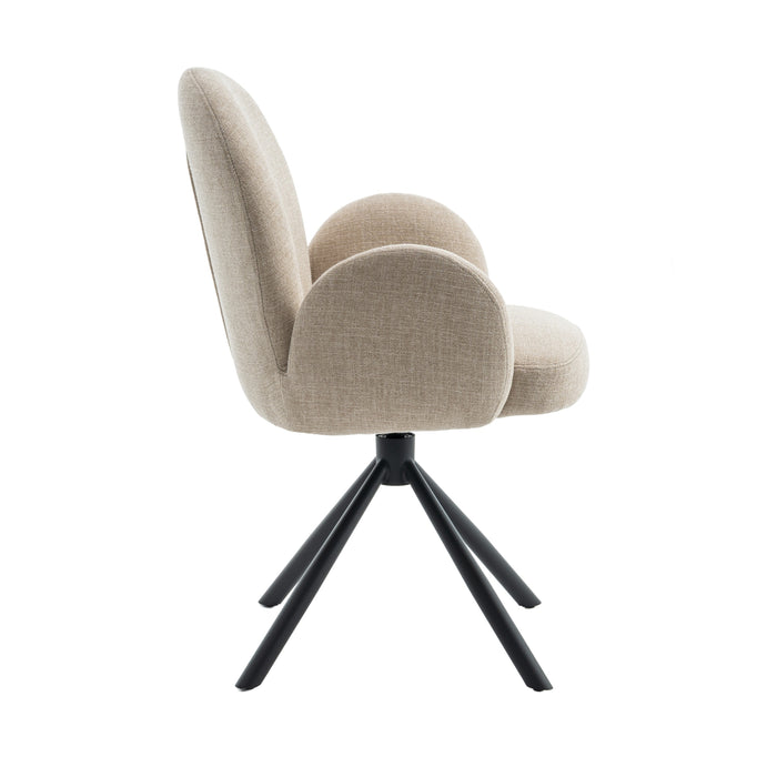 Eetkamerstoel Moon - Beige|Bruin - Textiel