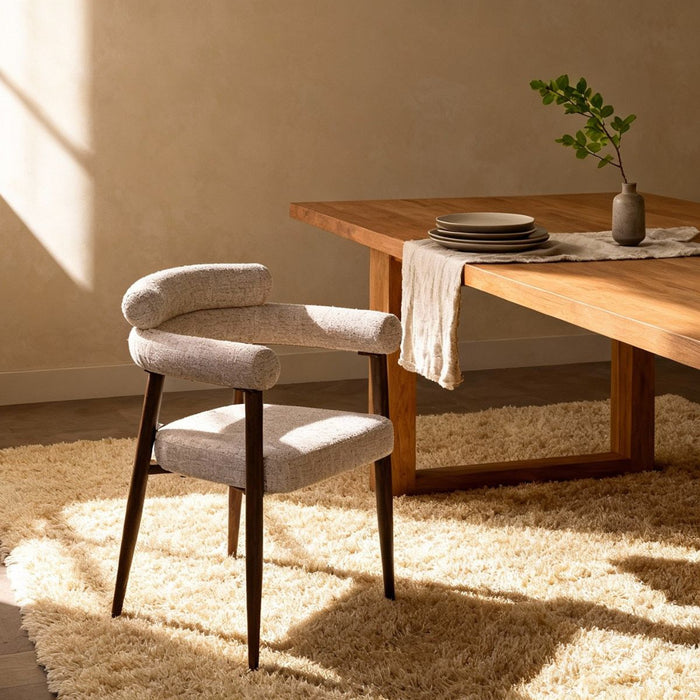 DÉJA Living - Eetkamerstoel Beige|Walnoot Stof - Lidingö - Set van 2