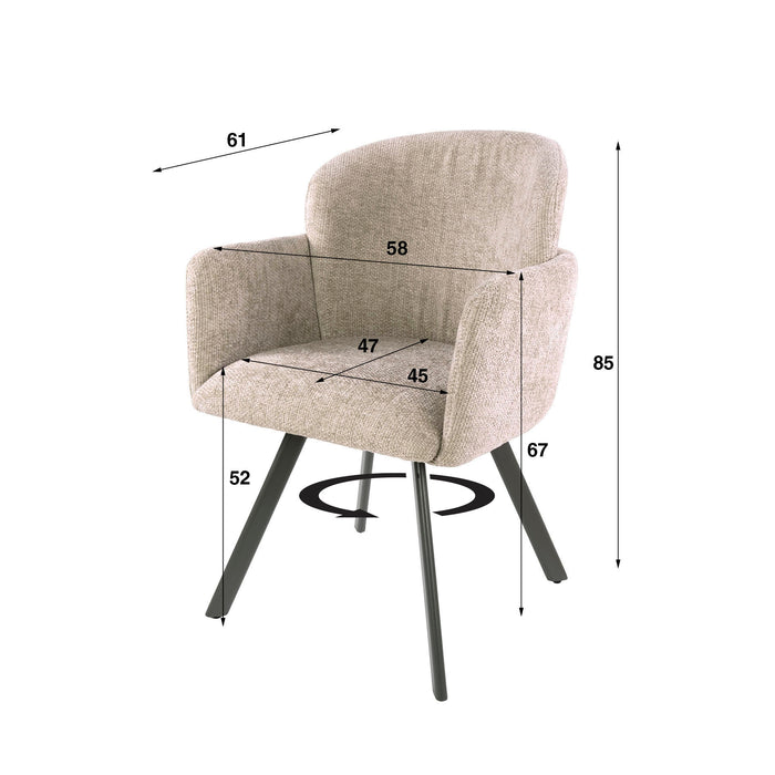 Hoyz Collection - Armstoel Embrace Draaibaar Verpakt Per 2 - Zand