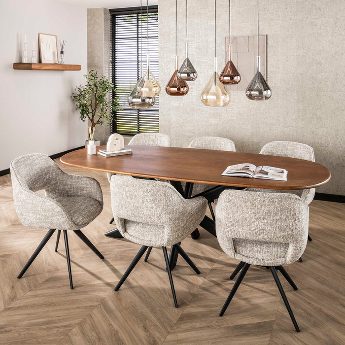 Giga Meubel - Eetkamerstoel Off-White - Draaibaar - Spring - Set van 2