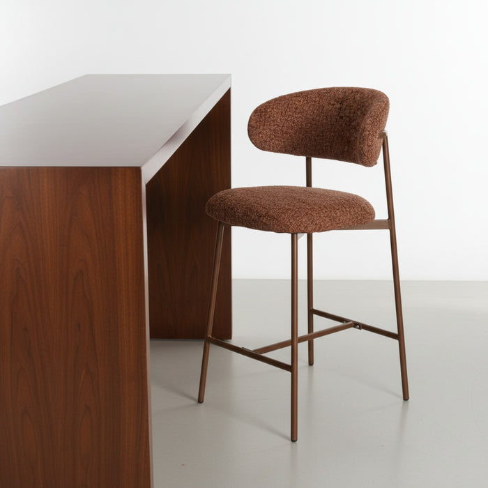 Giga Meubel - Barstoel Terracotta Stof - Claes - Set van 2