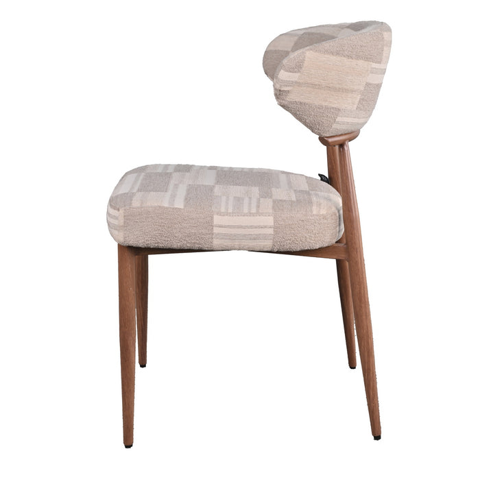 DÉJA Living - Eetkamerstoel Greige|Walnoot Stof - Nora - Set van 2