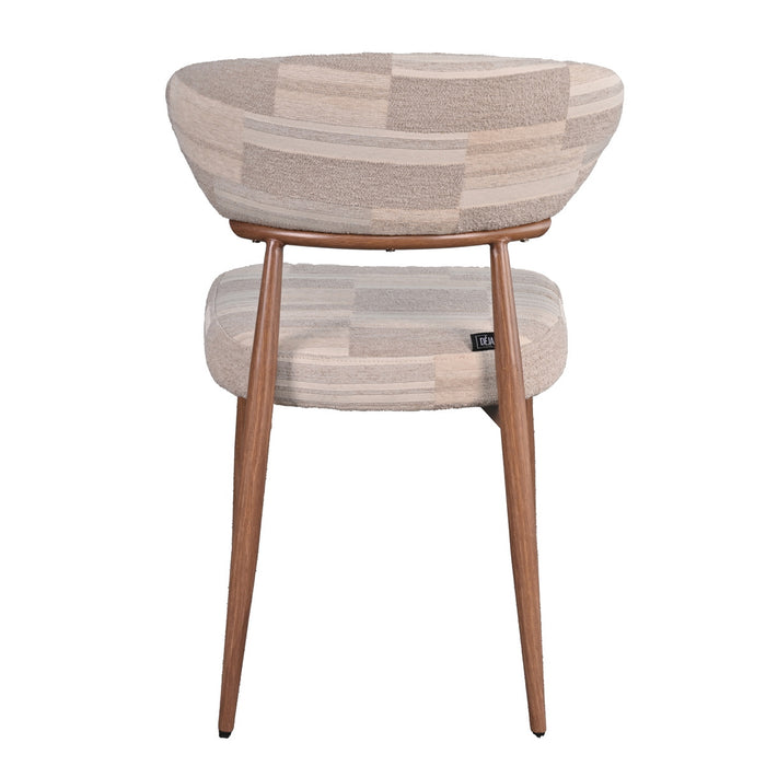 DÉJA Living - Eetkamerstoel Greige|Walnoot Stof - Nora - Set van 2