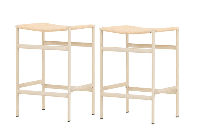 Fjôrd - Barstoel Beige Touw - Polly - Set van 2