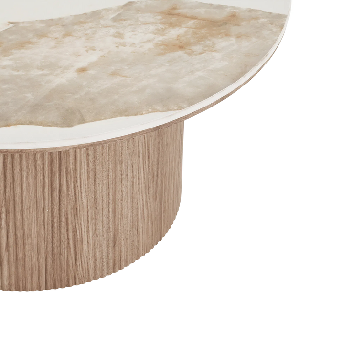 Artichok Ronda Salontafel Met Keramiek Blad Bruin - Ø 80 x 40 cm