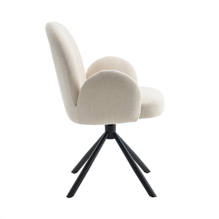 Eetkamerstoel Moon - Creme|Wit - Textiel