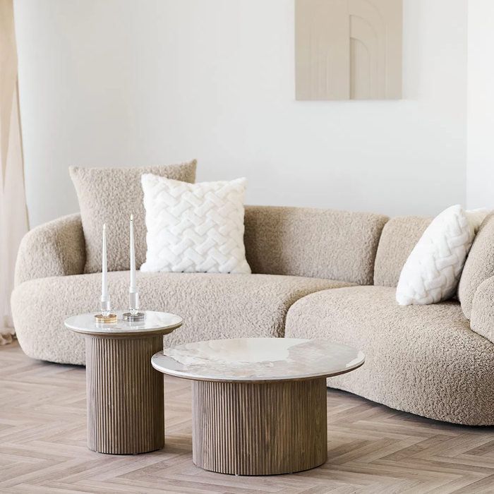 Artichok Ronda Salontafel Met Keramiek Blad Bruin - Ø 80 x 40 cm