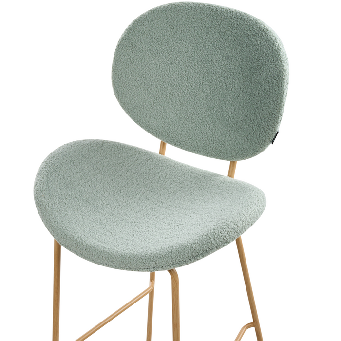 Beliani - LUANA - Barstoel set van 2 - Lichtgroen|Lichtbruin - Bouclé