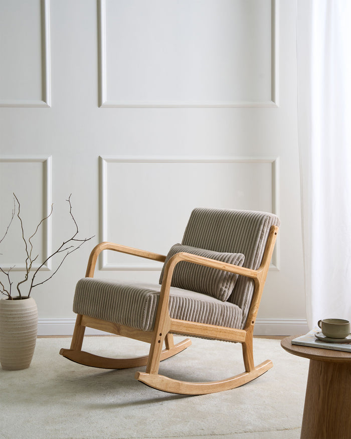 Beliani - SORSELE - Schommelstoel - Beige - Corduroy