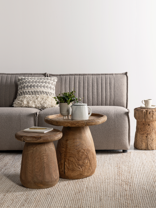 MUST Living Antiques Side table Tambora ,±45xØ50 cm, recycled teakwood