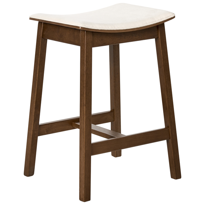 Beliani-DIXON-Barkruk set van 2-Donkerbruin|Off-white-Rubberhout