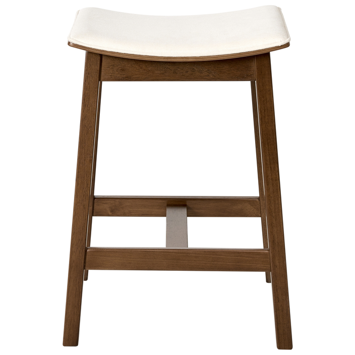 Beliani-DIXON-Barkruk set van 2-Donkerbruin|Off-white-Rubberhout