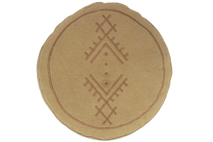 J-Line poef Cilinder Etnisch Patronen - katoen - beige