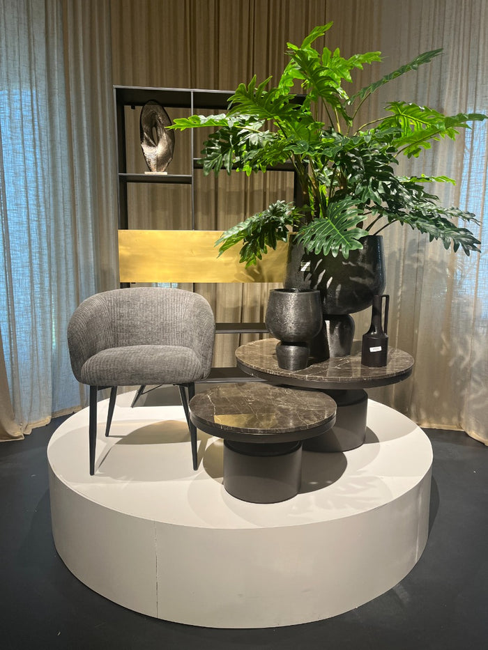 PTMD Bregt Coffeetable High Brown Marble Dark Grey Base