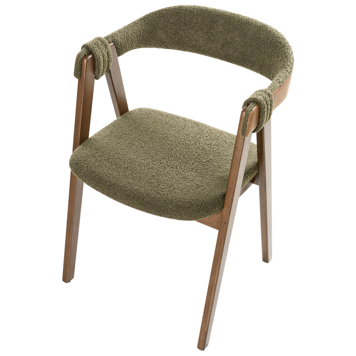 Beliani - DAY - Eetkamerstoel set van 2 - Donkerbruin|Groen - Bouclé