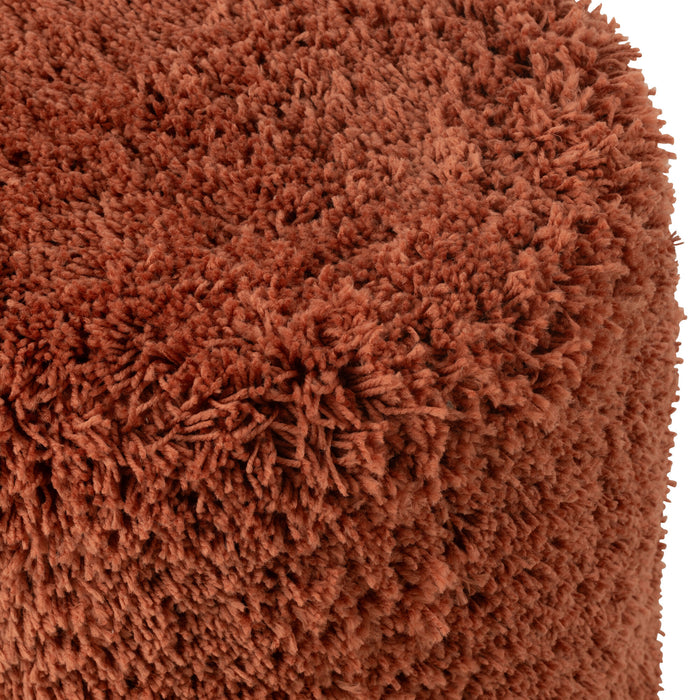 J-Line poef Cylinder Pluizig - polyester - koper