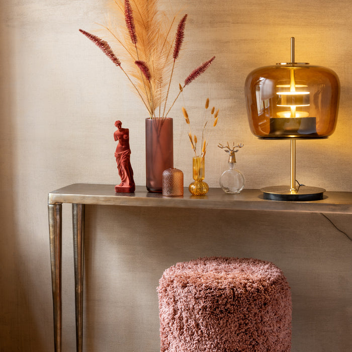 J-Line poef Cylinder Pluizig - polyester - koper