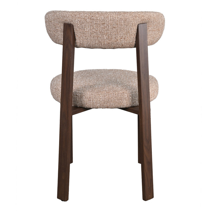 DÉJA Living - Eetkamerstoel Taupe|Walnoot Stof - Lagan - Set van 2
