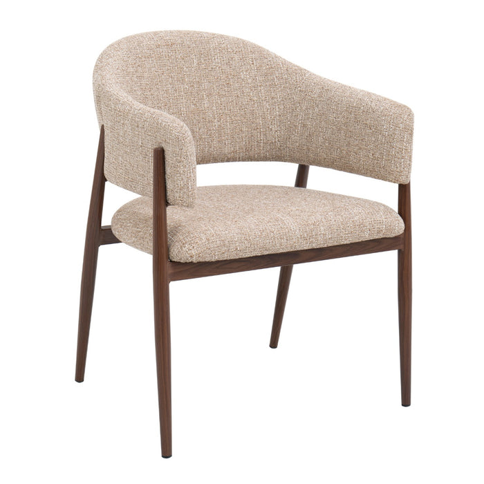 DÉJA Living - Eetkamerstoel Taupe|Walnoot - Dénia - Set van 2