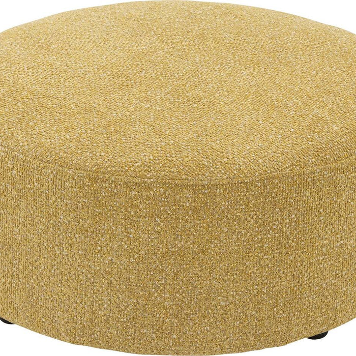 Goossens Poef Arendal in stof gemeleerd grof geweven brass