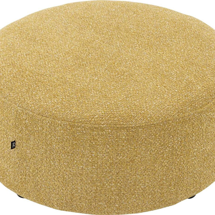 Goossens Poef Arendal in stof gemeleerd grof geweven brass