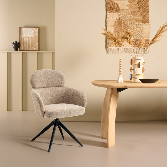 Eetkamerstoel Twin - Beige|Bruin - Textiel