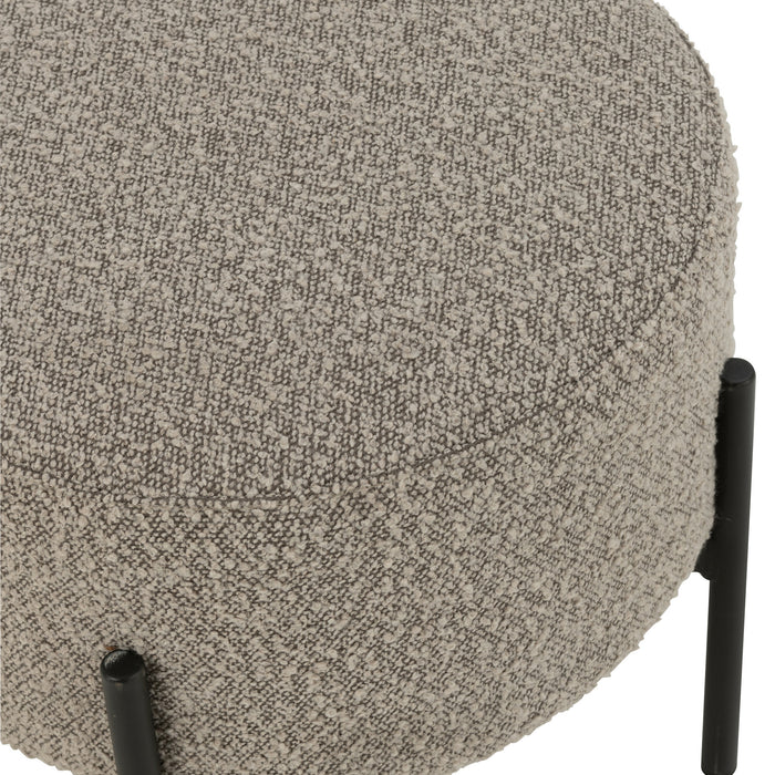 J-Line kruk Bouclé - hout - grijs|zwart