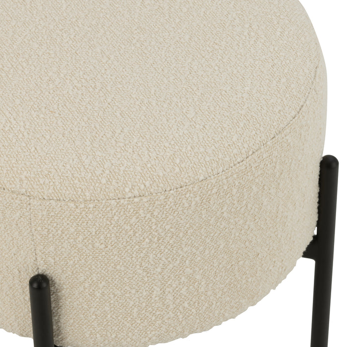 J-Line kruk Bouclé - hout - wit|zwart