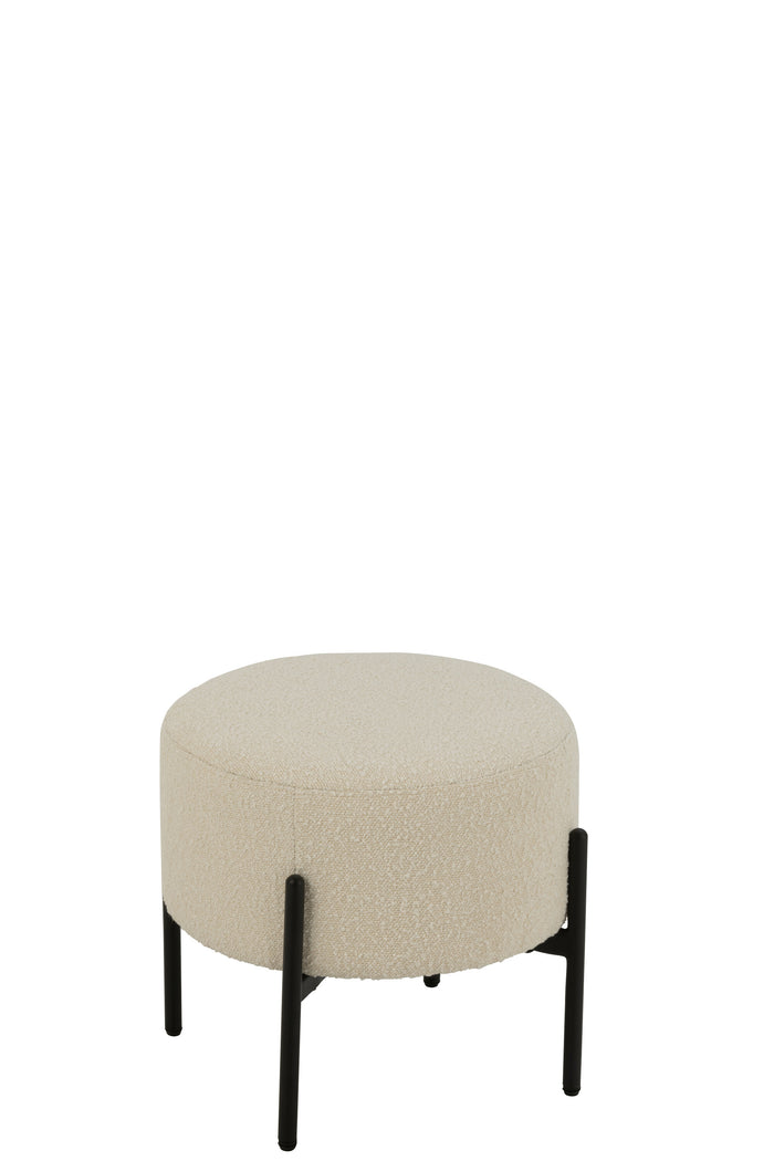 J-Line kruk Bouclé - hout - wit|zwart