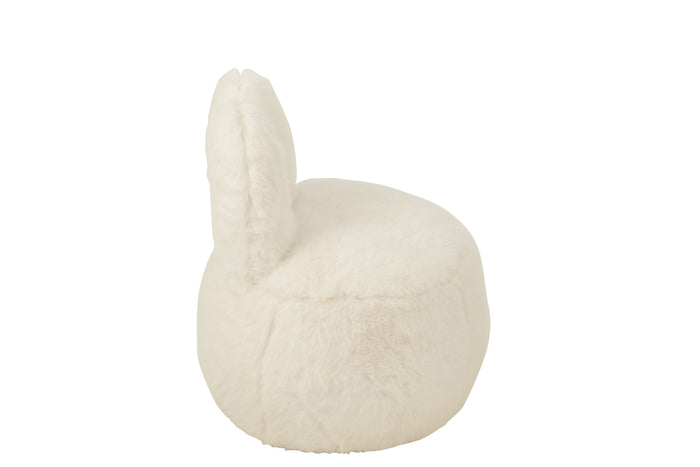 J-Line kruk Fur Bunny Ears - hout - wit