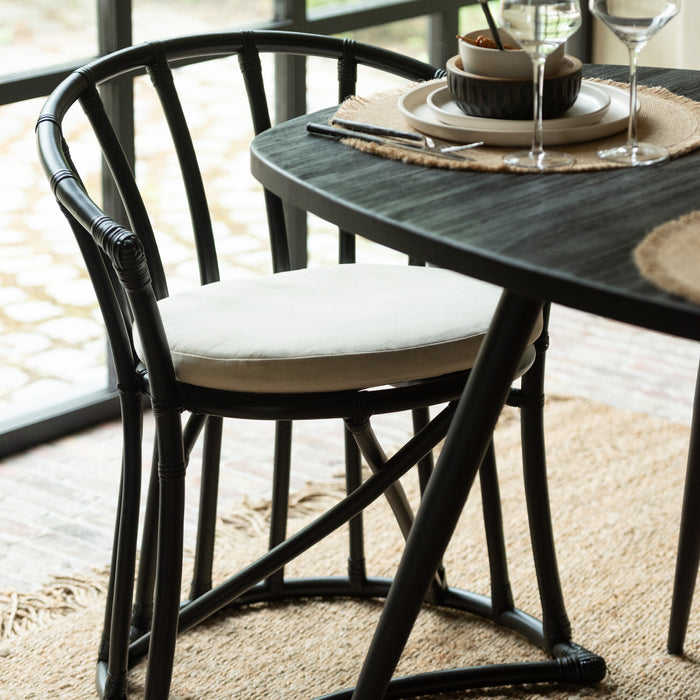 J-Line stoel + kussen - jute|textiel - zwart|wit