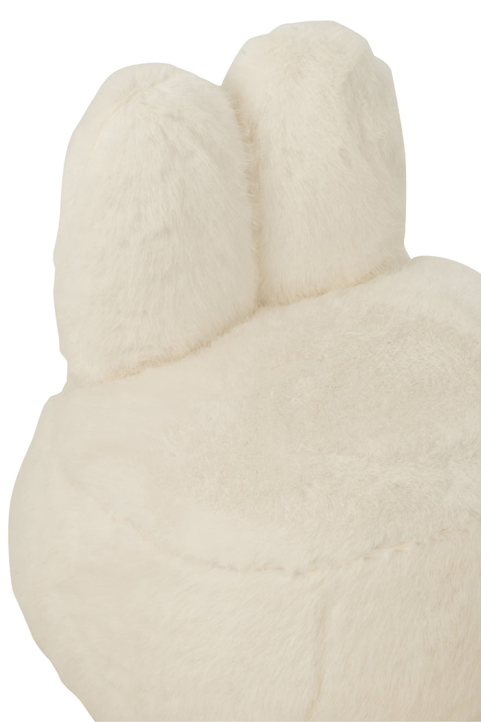 J-Line kruk Fur Bunny Ears - hout - wit