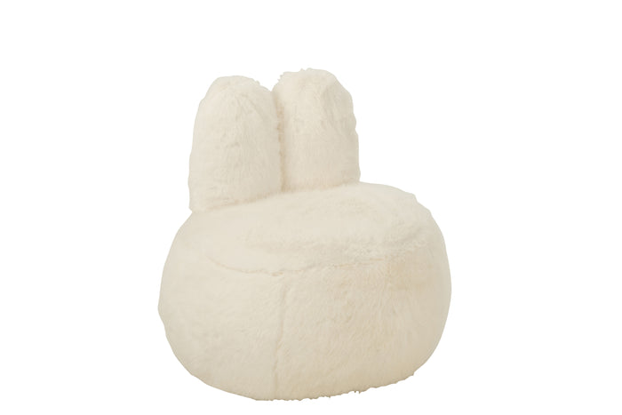 J-Line kruk Fur Bunny Ears - hout - wit