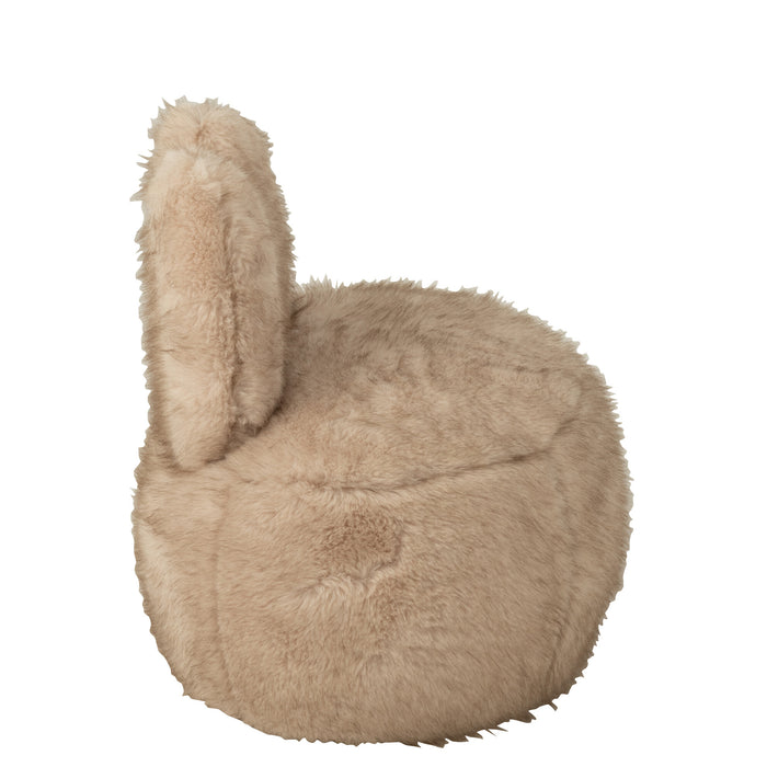 J-Line kruk Fur Bunny - hout - beige