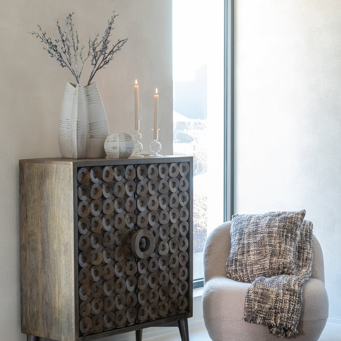 J-Line tapijt Rond Handgemaakt - polyester - grijs