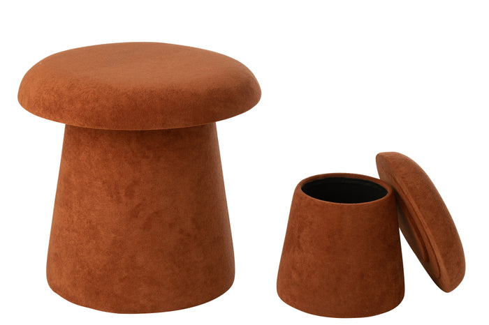 J-Line kruk Paddenstoel - hout - terracotta - small - set va