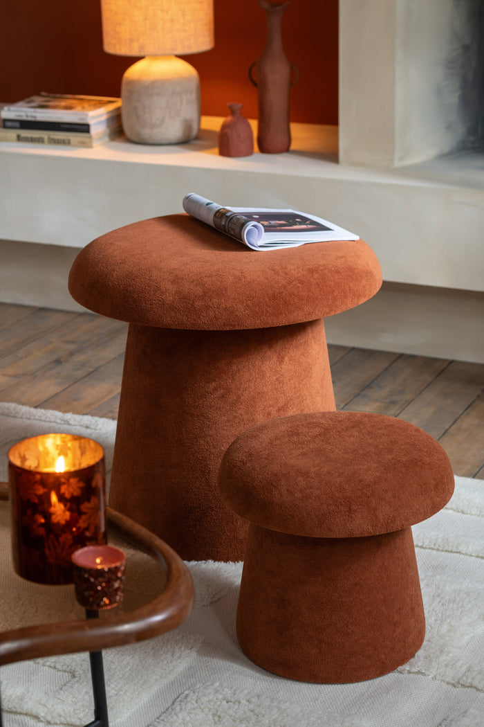 J-Line kruk Paddenstoel - hout - terracotta - small - set va