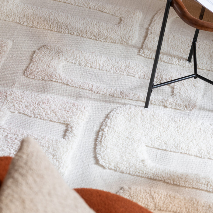 J-Line tapijt Abstract Lijnen - wol - ecru