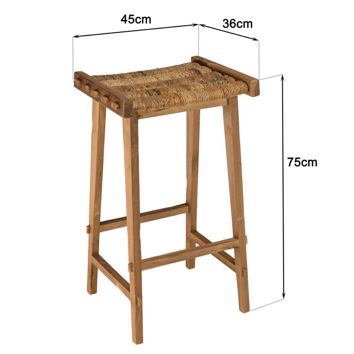 ALIDA - Tabouret haut assise en tissage naturel