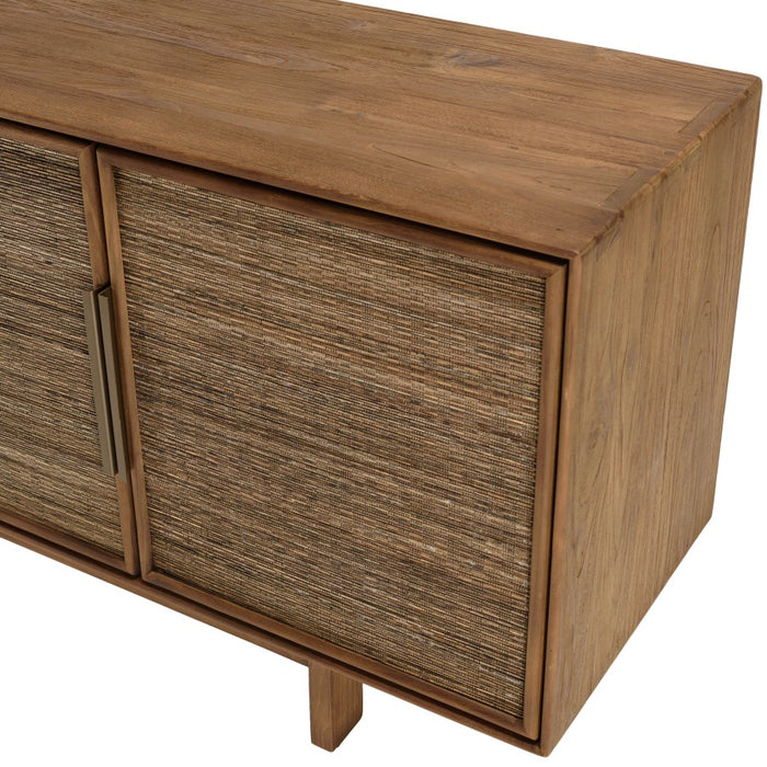 ALIDA - Buffet en bois de teck recyclé naturel 4 portes