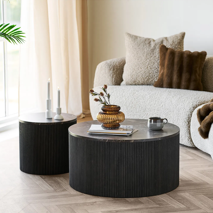 Artichok Babette Salontafel Donkerbruin Marmer - Ø 80