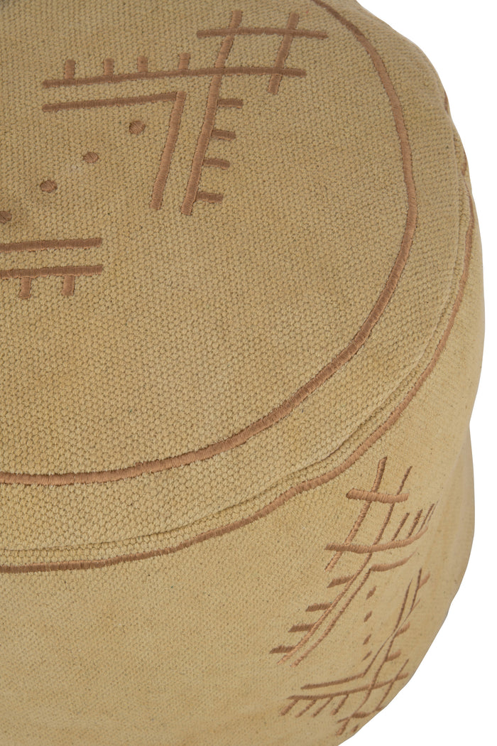 J-Line poef Cilinder Etnisch Patronen - katoen - beige