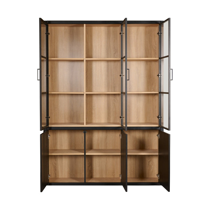 Vitrinekast Chester Hout - Eiken|Hout - Naturel|Zwart Hout
