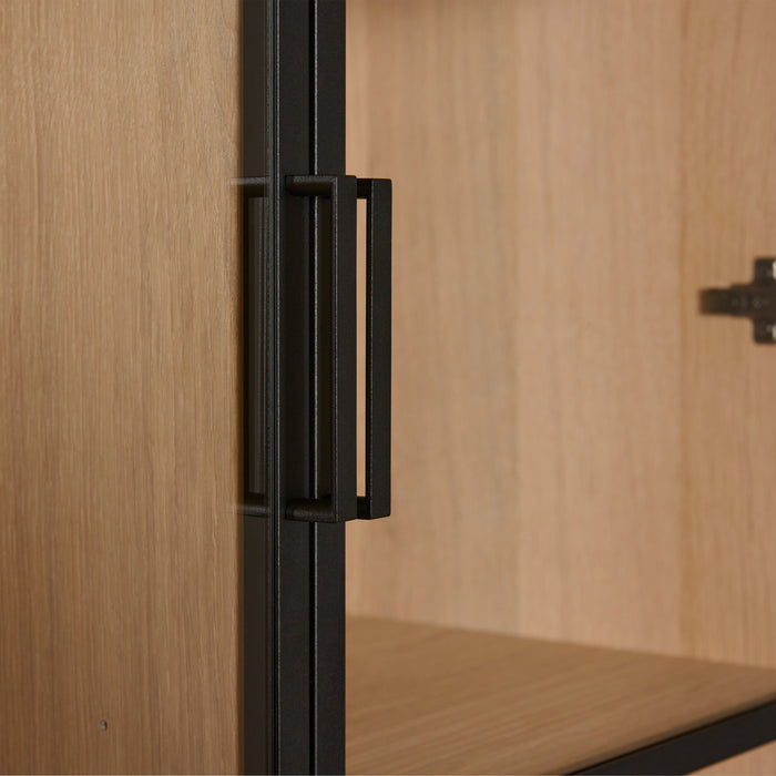 Vitrinekast Chester Hout - Eiken|Hout - Naturel|Zwart Hout