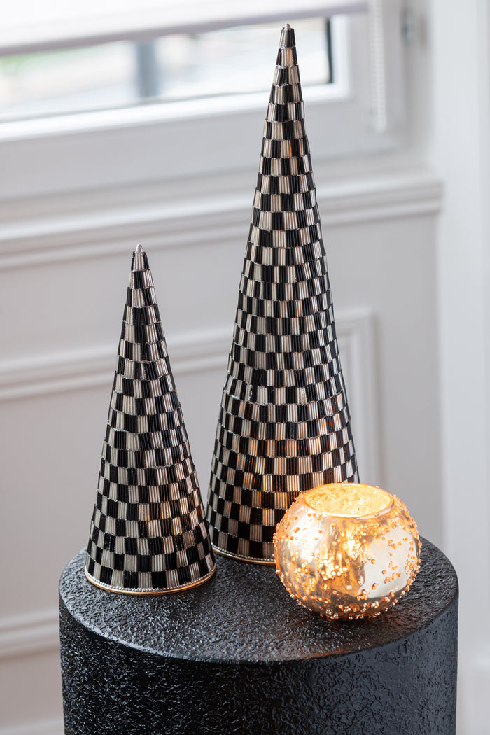 J-Line decoratie Kegel Kralen - ijzer - zwart|ecru - set van