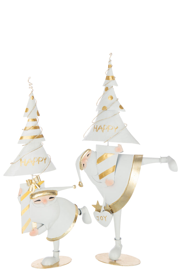 J-Line figuur Kerstman Boom - ijzer - goud|wit - large - LED